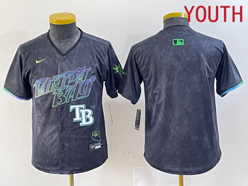 Youth Tampa Bay Rays Blank Nike MLB Limited City Connect Black 2024 Jersey style 1->youth mlb jersey->Youth Jersey